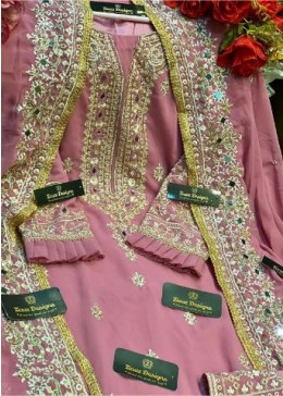 ZIAAZ DESIGNS NOOR BLUSH PINK MIRROR PAKISTANI SUITS MANUFACTURER