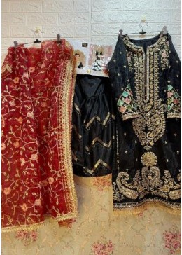 ZIAAZ DESIGNS 7773 E BLACK ORGANZA SALWAR KAMEEZ IN SURAT