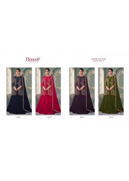 FLOSSY 52 A TO 52 D NAKSH COLOUR PLUS VOL 2 PAKISTANI SUITS SINGLE WITH PRICE