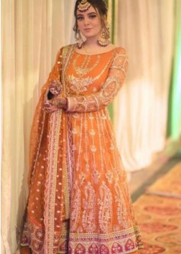 ZIAAZ DESIGNS 7773 Z SERIES  VOL 5 ORANGE SEMI STITCHED PAKISTANI SUITS