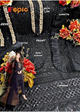 FEPIC ROSEMEEN C 1232 BLACK PAKISTANI SALWAR SUITS ONLINE