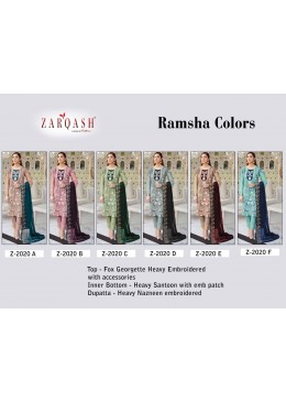 ZARQASH RAMSHA COLORS Z 2020 A SALWAR KAMEEZ SUPPLIER