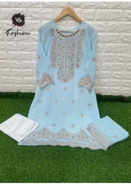 VS FASHION SKYBLUE LATEST PAKISTANI KURTIS ONLINE SHOPPING