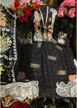 ZIAAZ DESIGNS 7773 G BLACK SEMI STITCHED PAKISTANI SUITS