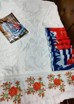 LAAIBAH DESIGNER AAYRA  LAWN A WHITE DRESS PAKISTANI SUITS