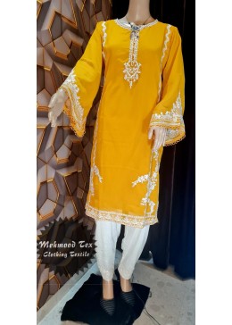 MEHMOOD TEX YELLOW LATEST PAKISTANI KURTIS SINGLE ONLINE 