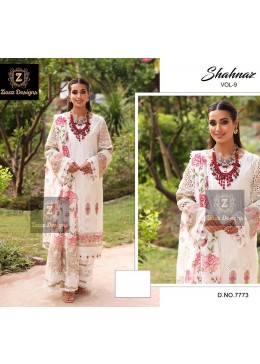 ZIAAZ DESIGNS 7773 SHAHNAZ VOL 9 WHITE DRESS SALWAR SUITS