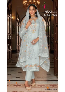 EBA LIFESTYLE 1478 SKYBLUE NAYRA 5 SALWAR SUITS WITH PRICE 