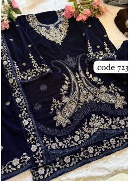 ZIAAZ DESIGNS 723 VELVETS PAKISTANI DRESS NAVY BLUE 
