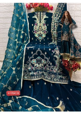 FEPIC V 17041 B PAKISTANI SUITS VELVET EMBROIDERED IN INDIA