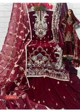 FEPIC V 17041 C PAKISTANI SUITS VELVET EMBROIDERED IN SURAT