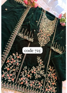 ZIAAZ DESIGNS 725 A VELVETS SALWAR SUITS GREEN