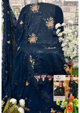 MAHNUR FASHION 14001 PEACOCK BLUE PAKISTANI SUITS