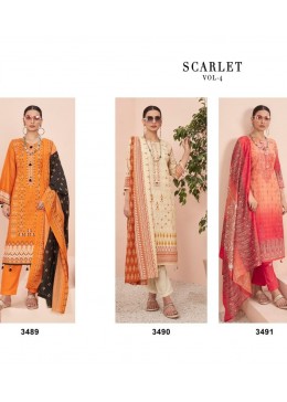 JIHAN 3489 3490 3491 SCARLET VOL 4 LAWN SUPPLIER PAKISTANI SUITS 