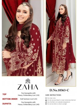 ZAHA SIMRAN 10363 C RED COLOUR PAKISTANI SUITS WHOLESALE