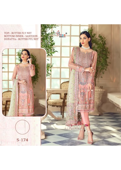 SHREE FABS D.NO S-174 PAKISTANI SUIT BETTER FLY NET