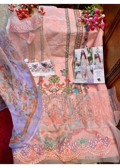 SHARADDHA DESIGNER M-PRINT VOL 6 KARACHI SUIT CHHIFFON PRNTED DUPPTA  