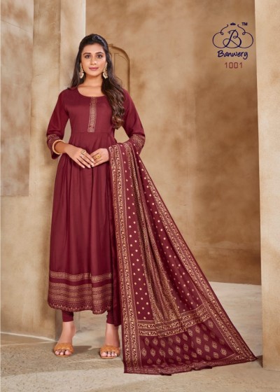 BANWERY PANKH D.NO 1001 FOIL PRINT SUIT