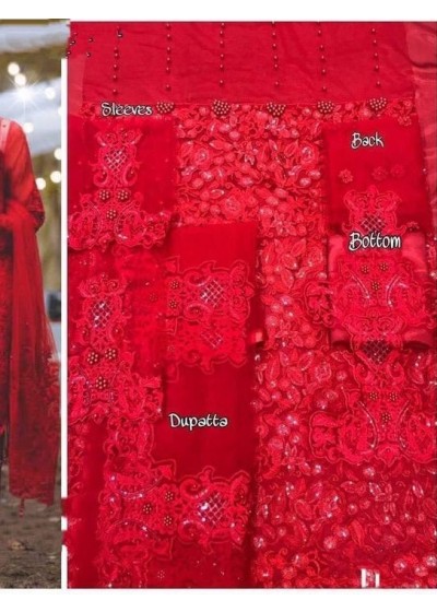 HOOR TEX 18002-A PAKISTANI SALWAAR SUITS HAVY NETT DUPATTA