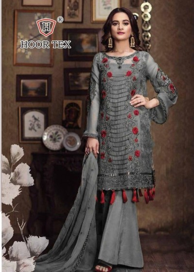 HOOR TEX D.NO.18020-D KITAB VOL-4 FOX GORGETTE WITH EMBODERY WORK PAKISTANI SUITS