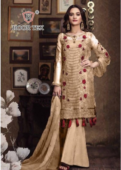 HOOR TEX D.NO.18020-B KITAB VOL-4 FOX GORGETTE WITH EMBODERY WORK PAKISTANI SUITS