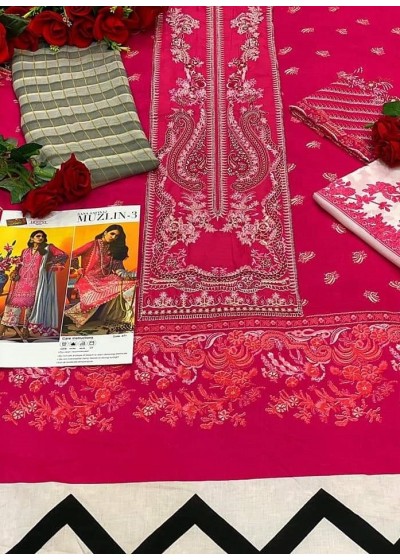 DEEPSY SANA SAFINAZ MUZLIN-3 PINK KARACHI SUITS DEALER