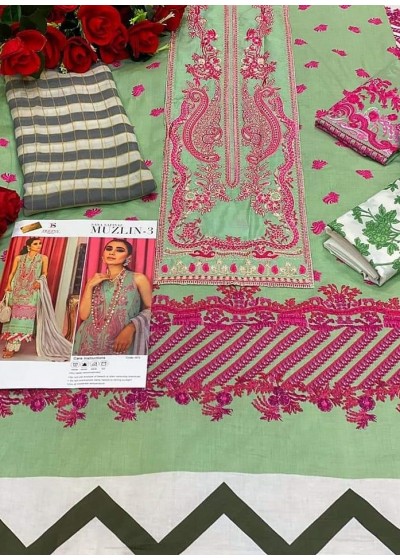 DEEPSY SANA SAFINAZ MUZLIN-3 GREEN KARACHI SUITS DEALER