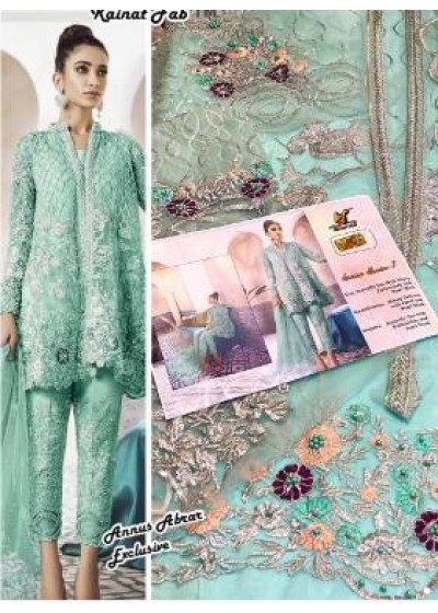 KAINAT FAB ANNUS ABROV-1 PAKISTANI SUIT NET SEQUENCE WORK WITH DIMOND