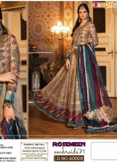 FEPIC ROSEMEEN 60008 EMBROIDE 21 SALWAAR KAMEEZ ORGANZA