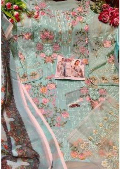 KHAYYIRA ZARQASH DYNAMITE GREEN PAKISTANI SUITS GEORGETTE