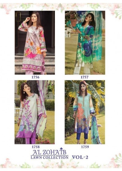 SHREE FAB 1752 TO 1759 AL ZOHAIB LAWN COLLECTTION VOL-2 SALWAAR KAMEEZ FULLSET