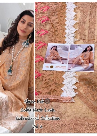 SHREE FAB SOBIA NAZIR LAWN COLLECTION VOL-02 1749 SALWAAR KAMEEZ CHINON NETT