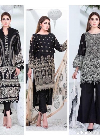 DEEPSY SUITS MARIA B EMBROIDERED BLACK & WHITE COLLECTION PAKISTANI SUITS