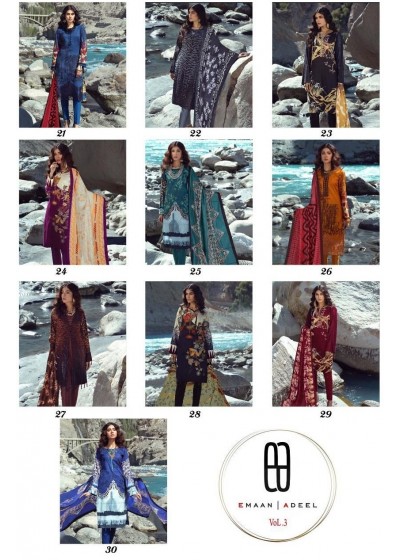 EMAAN ADEEL VOL 3 21 TO 30 ORIGINAL LAWN KARACHI SUITS IN SURAT