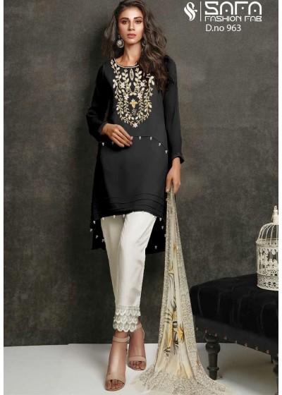 SAFA FASHION FAB 963 BLACK KURTIS SINGALE DEALER