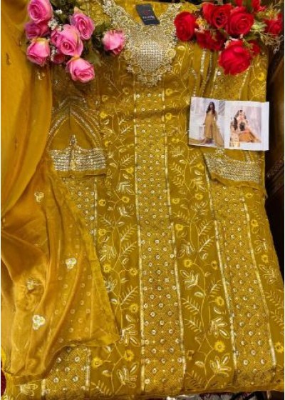 HOOR TEX YELLOW 23010 PAKISTANI SUITS SINGLE AVAILABALE SURAT