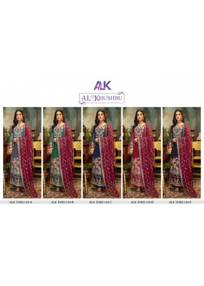AL KHUSHBU ALK 124 A TO 124 E PAKISTANI SUITS SINGLE AVAILABLE