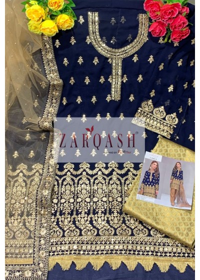 ZARQASH MARIYA B ROYAL SOIREE Z 2092 B NAVYBLUE LATEST SALWAR KAMEEZ