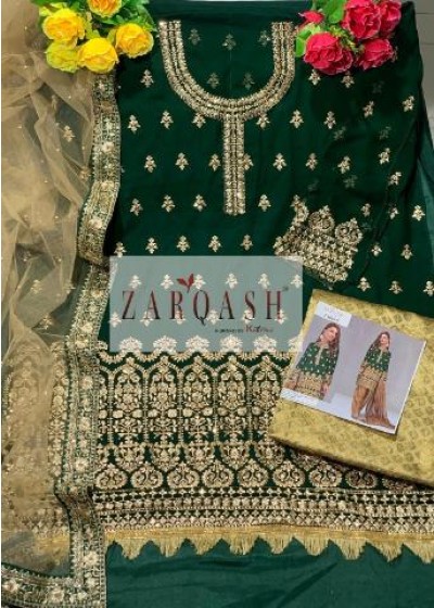 ZARQASH MARIYA B ROYAL SOIREE Z 2092 D GREEN LATEST SALWAR KAMEEZ