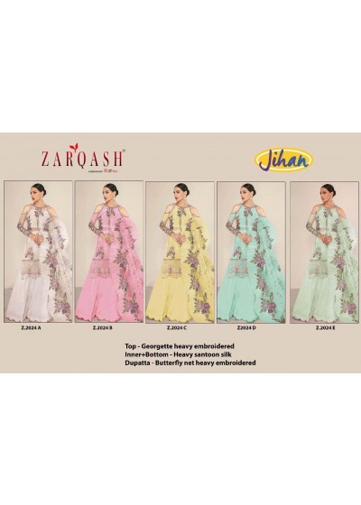 ZARAQASH JIHAN Z 2024A TO Z2024E SALWAR KAMEEZ WHOLESALER SINGLE