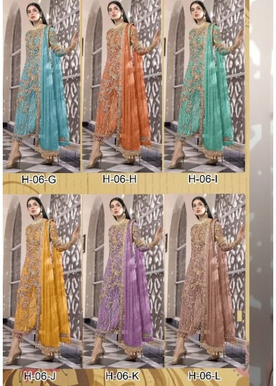 HOOR TEX H 06G TO H 06L PAKISTANI SUITS BY SINGLE
