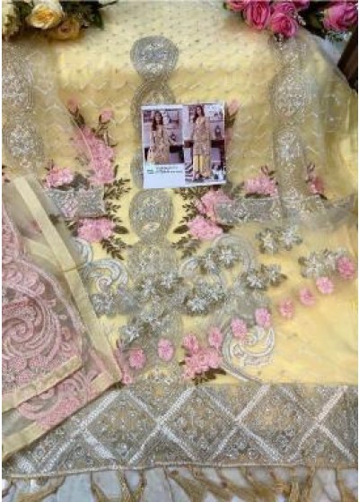 ZARAQASH ANGELICA Z 2055 D YELLOW PAKISTANI SALWAR KAMEEZ