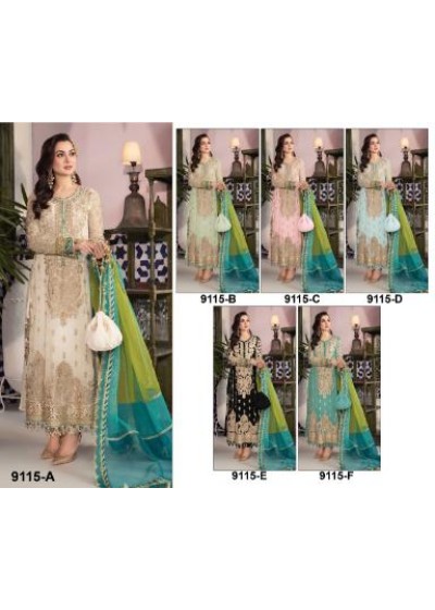 MAARIA A 9115 A TO 9115 F PAKISTANI SUITS SINGLE PIECE