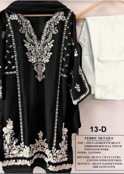 AARSH 13 D BLACK SINGLE KURTIS 