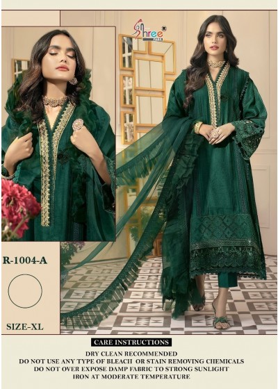 SHREE FABS R 1004 A GREEN READYMADE SUITS MANUFACTURER IN SURAT