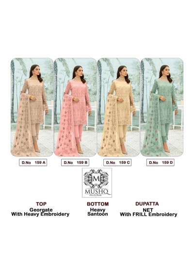 MUSHQ BY SHRADDHA 159 A TO 159 D PAKISTANI DRESS WITH PRICE