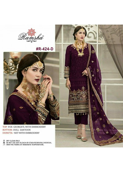 RAMSHA R 424 D PAKISTANI DRESS SINGLE WHOLESALE