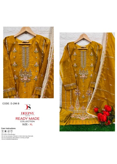 DEEPSY SUITS D 298 B YELLOW READYMADE PAKISTANI SUITS BY SINGLE