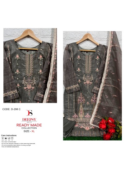 DEEPSY SUITS D 298 C GREY READYMADE PAKISTANI SUITS BY SINGLE