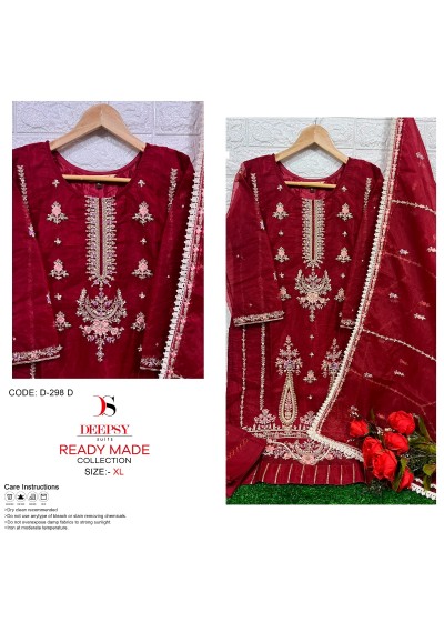 DEEPSY SUITS D 298 D RED READYMADE PAKISTANI SUITS BY SINGLE